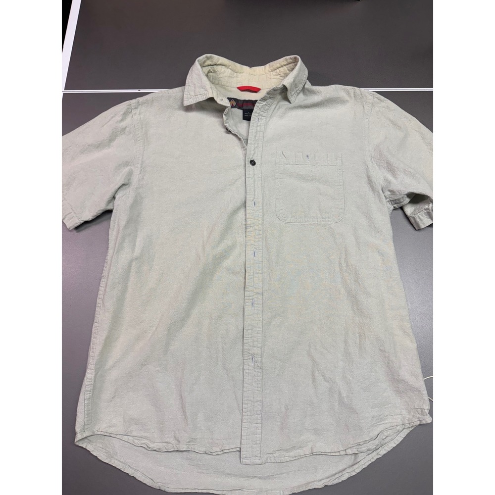 AmericaWare Mens Large Light‎ Green 100% Cotton Short Sleeve Button Down Shirt
